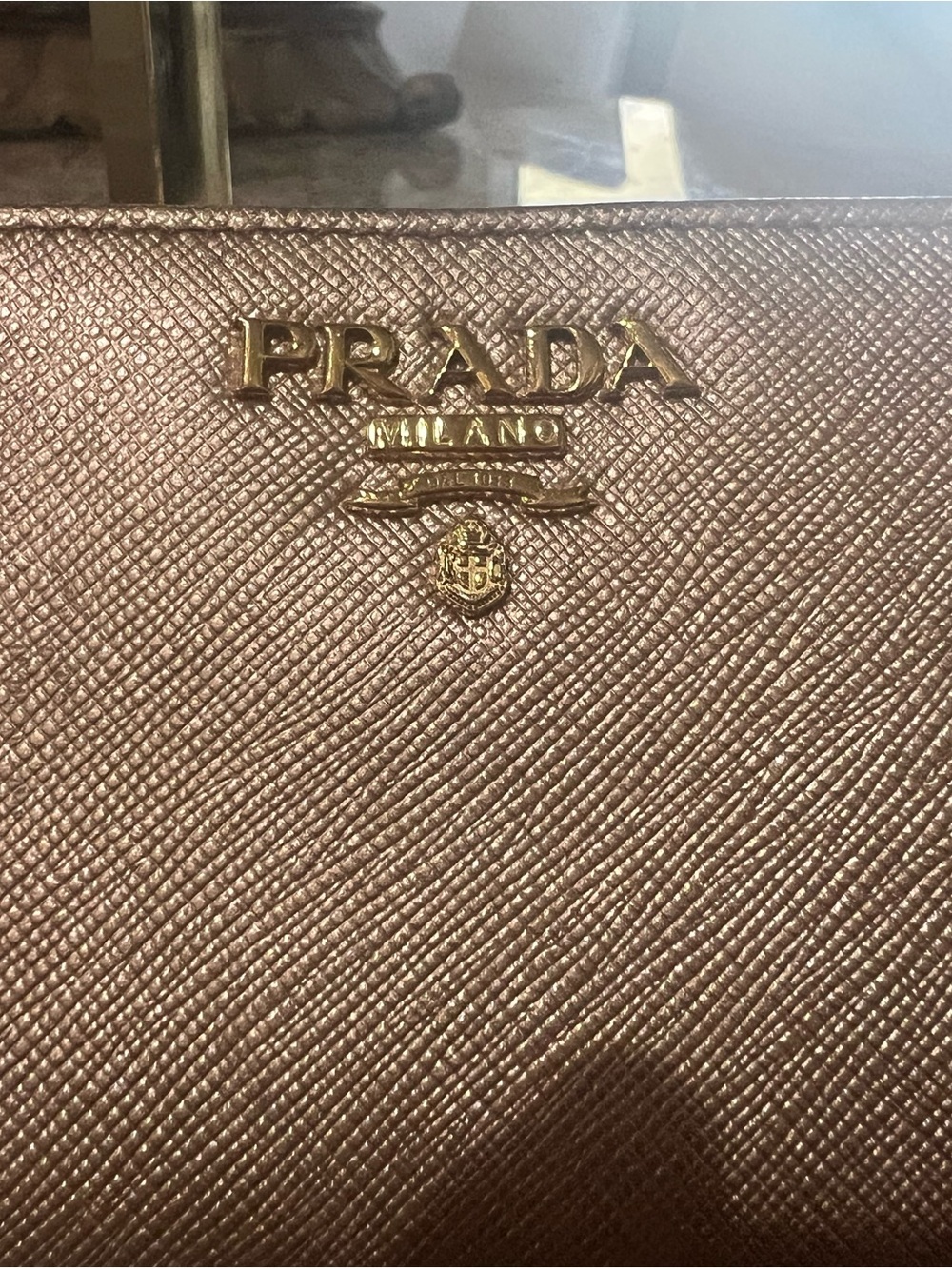 Prada Gold Saffiano Leather Zip Wallet LITTLE FIXER UPPER! - Picture 3 of 7